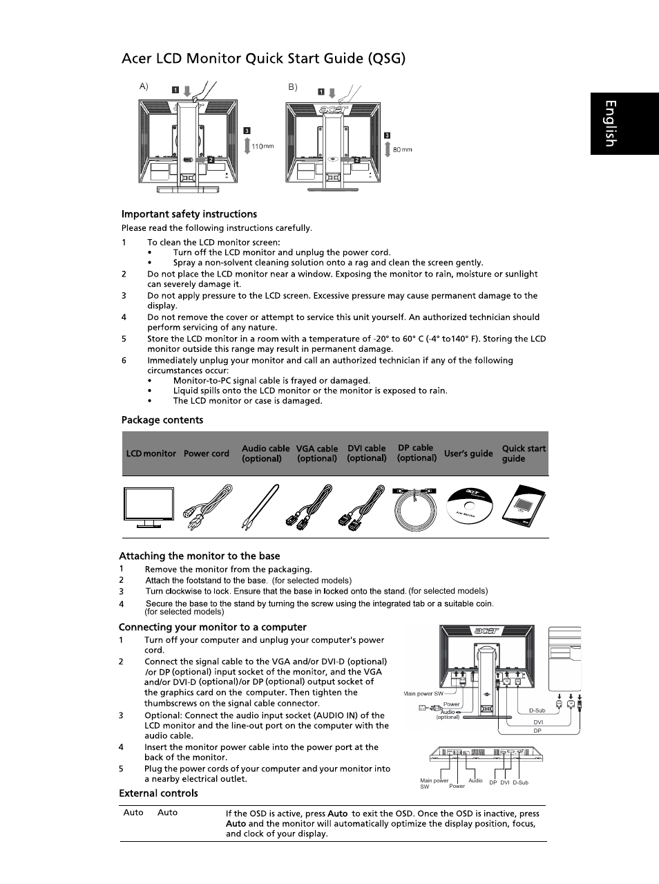 Acer B243PHL User Manual | 2 pages