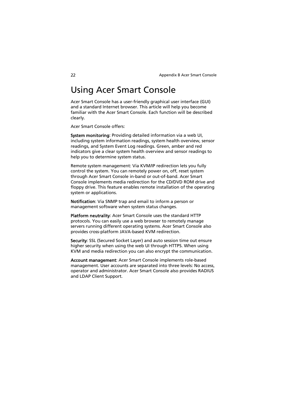 Using acer smart console | Acer AR585 F1 User Manual | Page 34 / 68