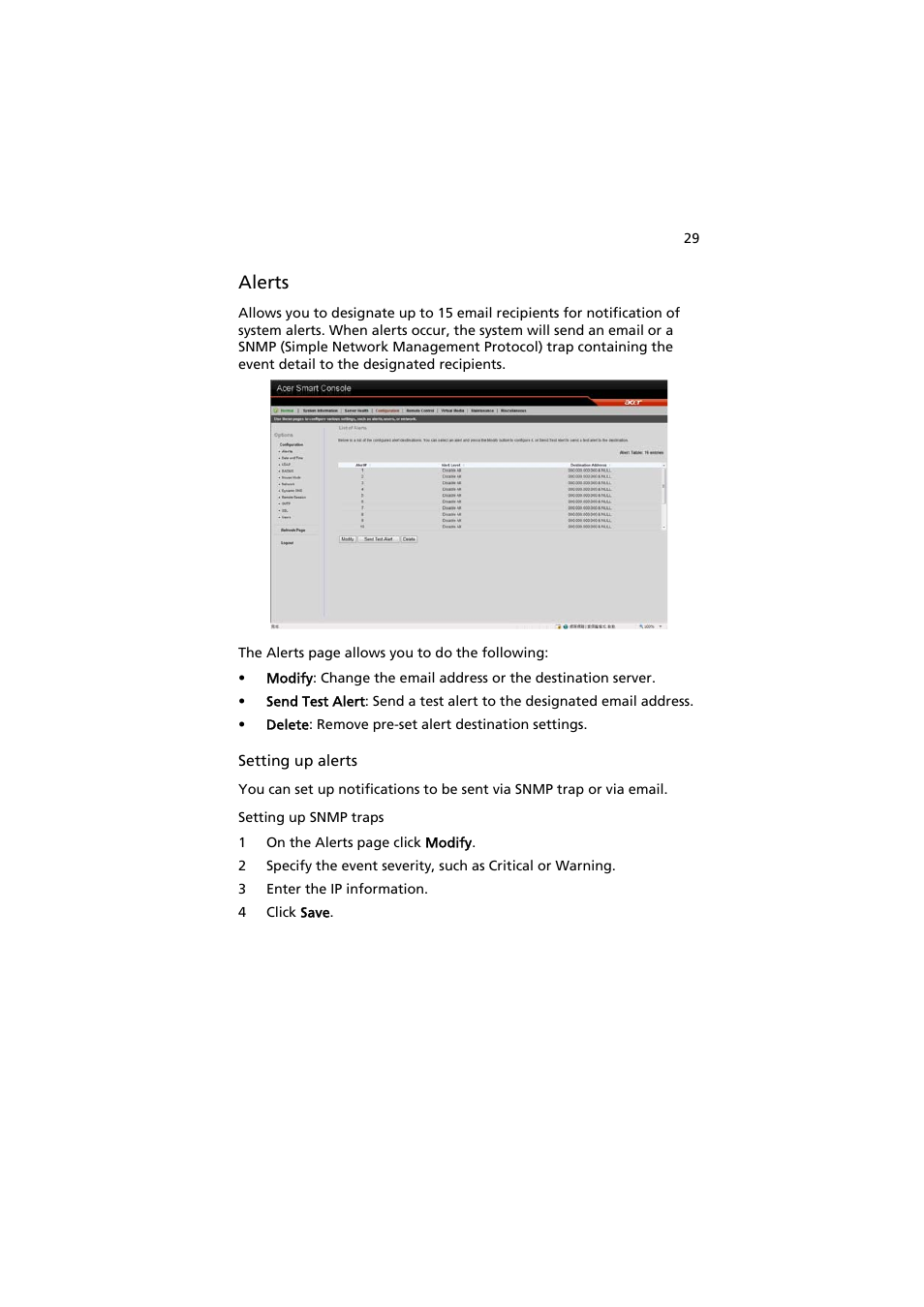 Alerts | Acer AR585 F1 User Manual | Page 41 / 68