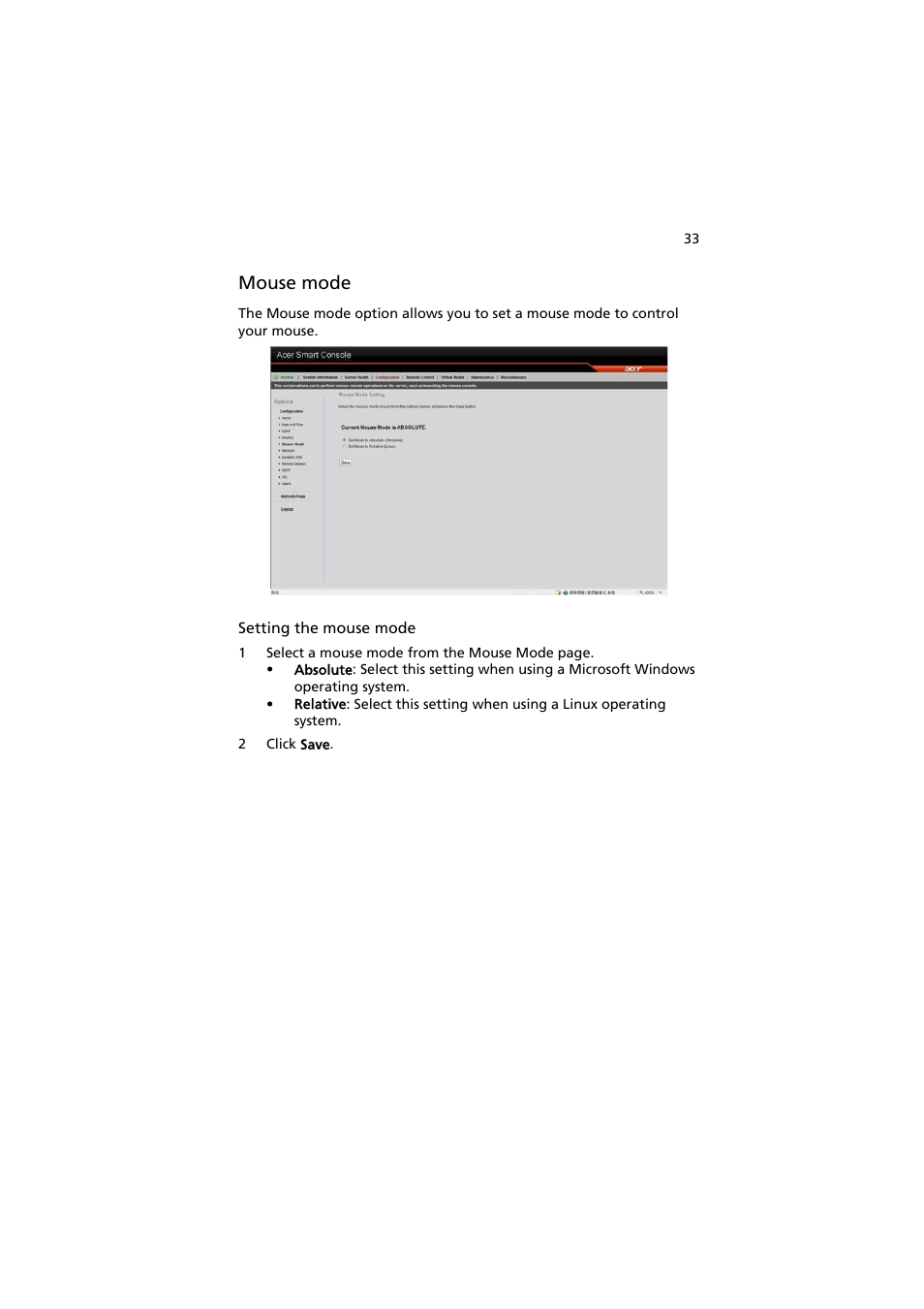 Mouse mode | Acer AR585 F1 User Manual | Page 45 / 68