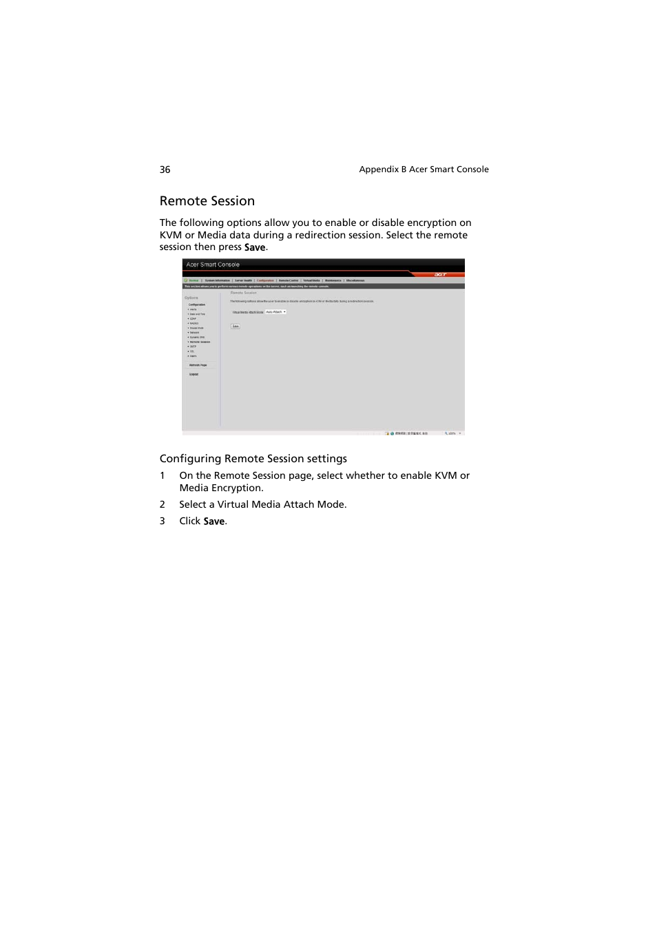 Remote session | Acer AR585 F1 User Manual | Page 48 / 68