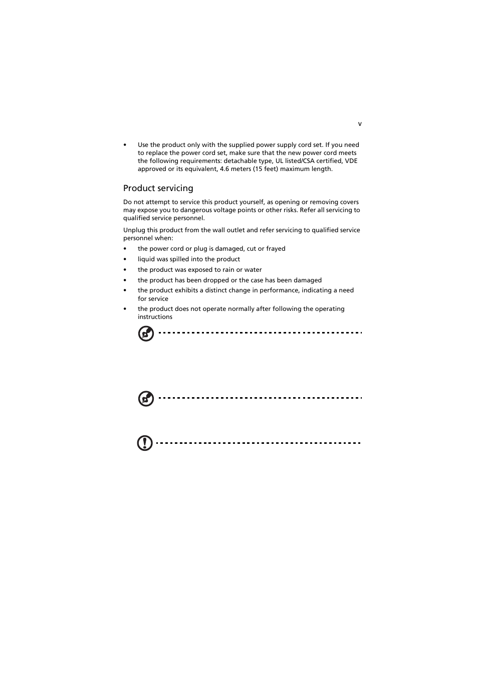 Product servicing | Acer AR585 F1 User Manual | Page 5 / 68