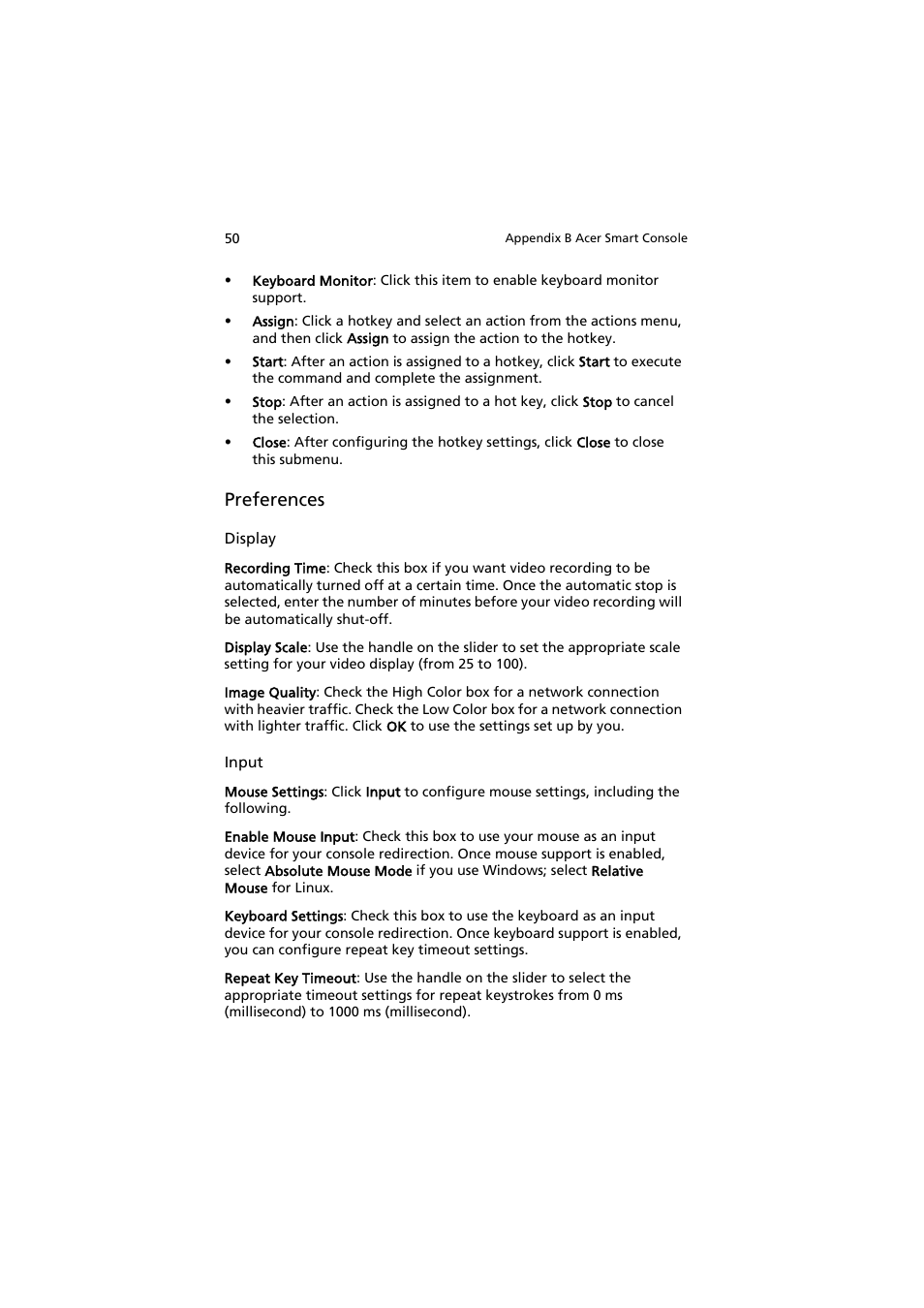Preferences | Acer AR585 F1 User Manual | Page 62 / 68