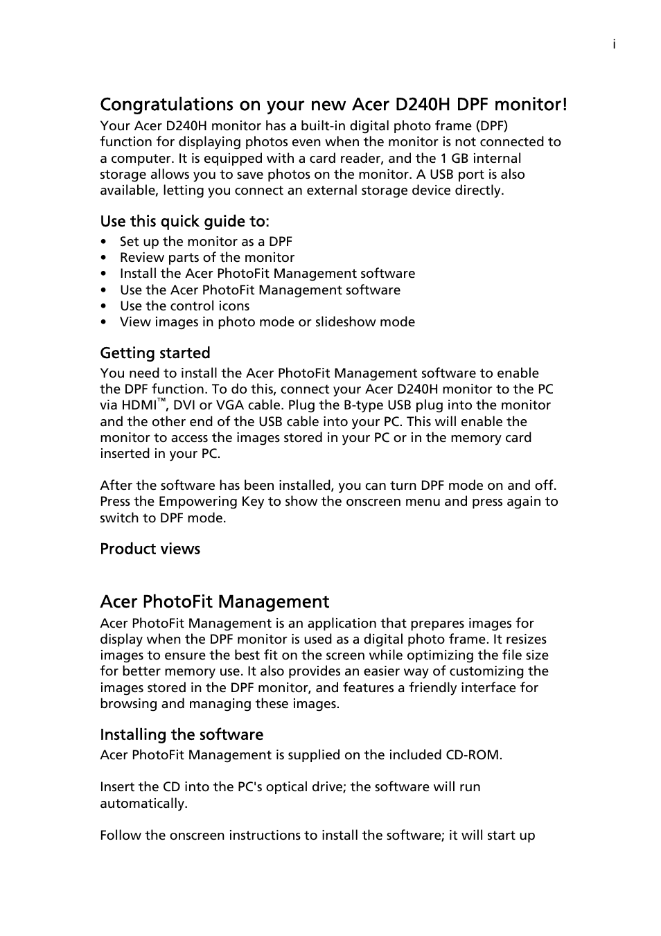 Acer photofit management | Acer D240H User Manual | Page 21 / 30