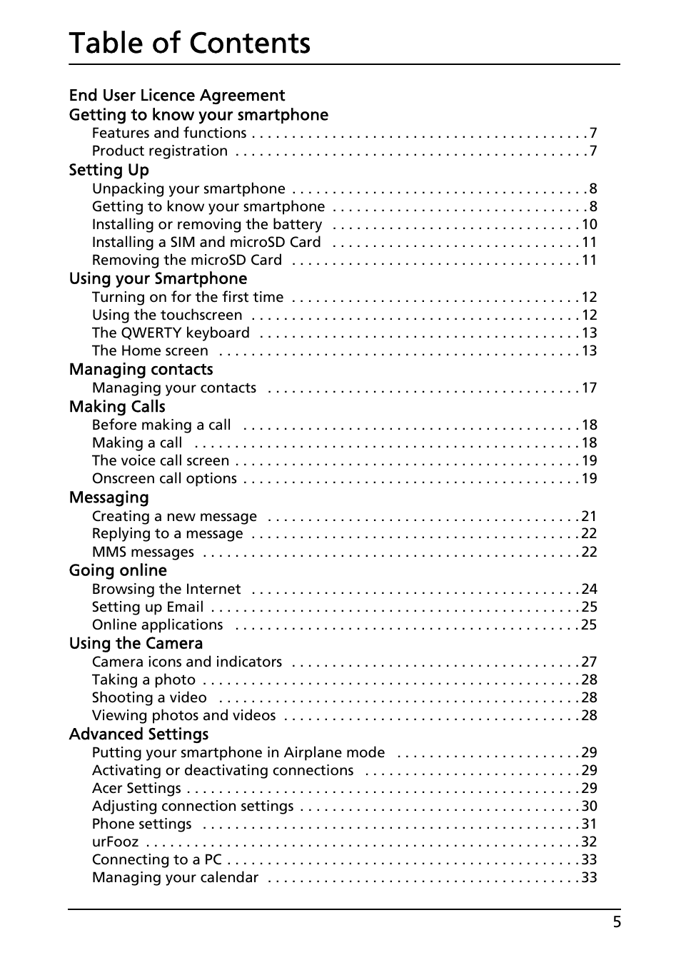 Acer E130 User Manual | Page 5 / 56