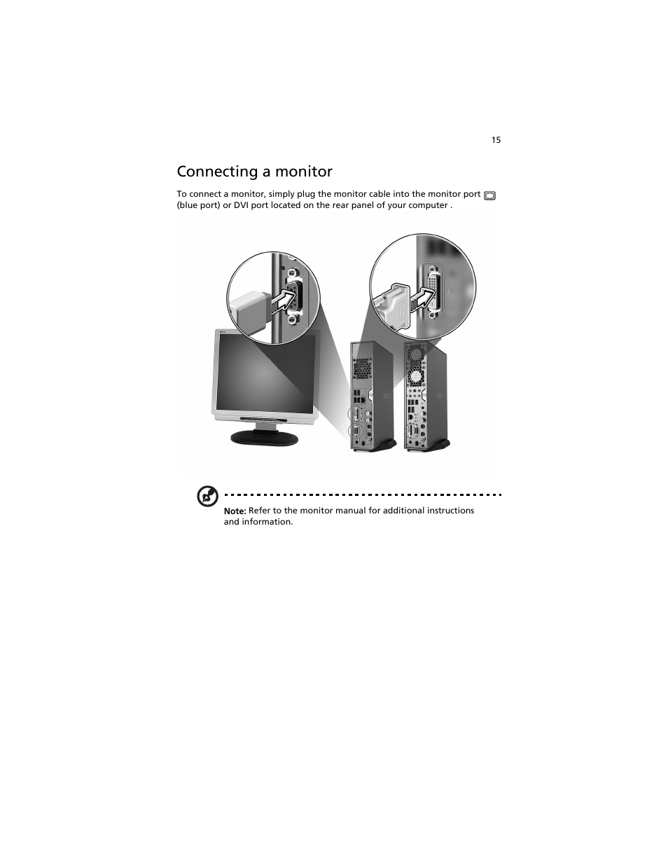 Connecting a monitor, For selected models) | Acer Aspire L310 User Manual | Page 25 / 51