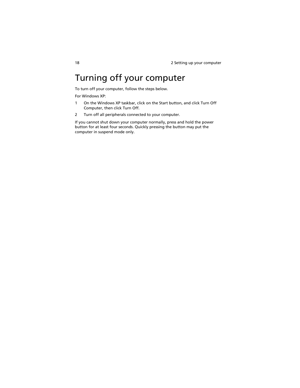 Turning off your computer, Turning on your computer | Acer Aspire L310 User Manual | Page 28 / 51