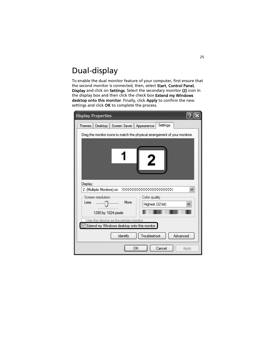 Dual-display, 3 system utilities | Acer Aspire L310 User Manual | Page 35 / 51