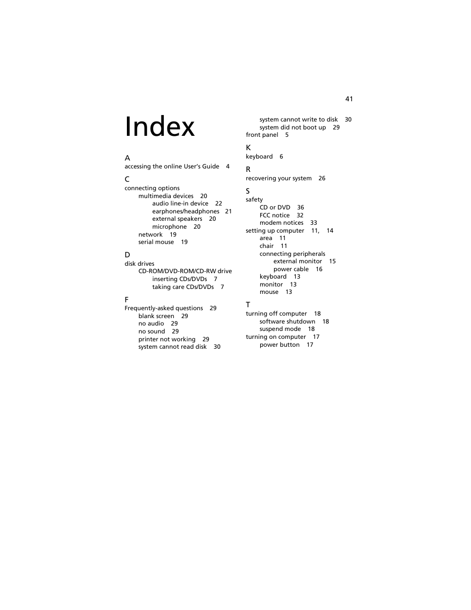 Index | Acer Aspire L310 User Manual | Page 51 / 51