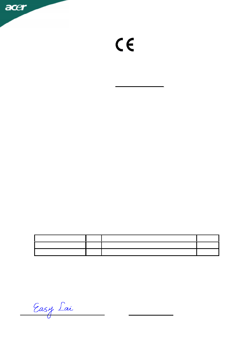 Declaration of conformity | Acer P216H User Manual | Page 22 / 23