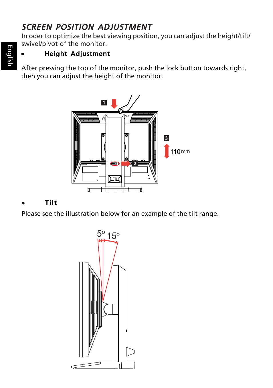 Screen position adjustment | Acer B193L User Manual | Page 16 / 29