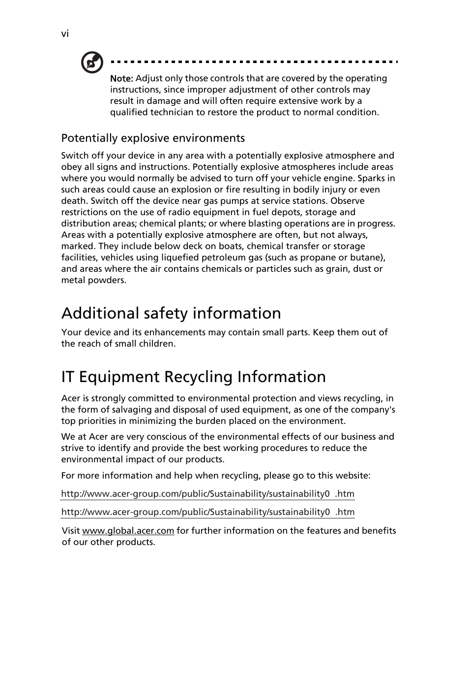 Additional safety information, It equipment recycling information | Acer B193L User Manual | Page 6 / 29