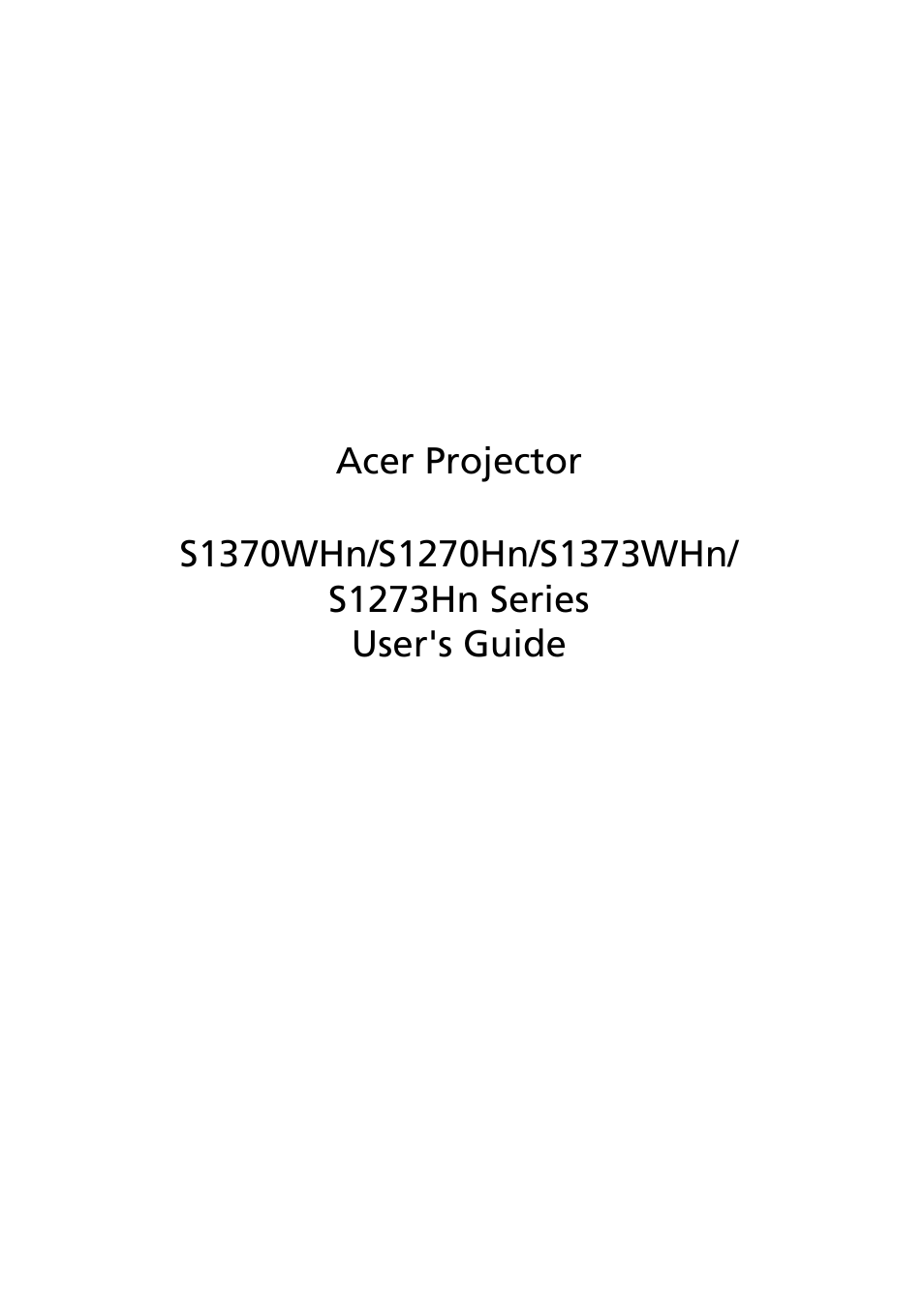 Acer S1370WHn User Manual | 64 pages