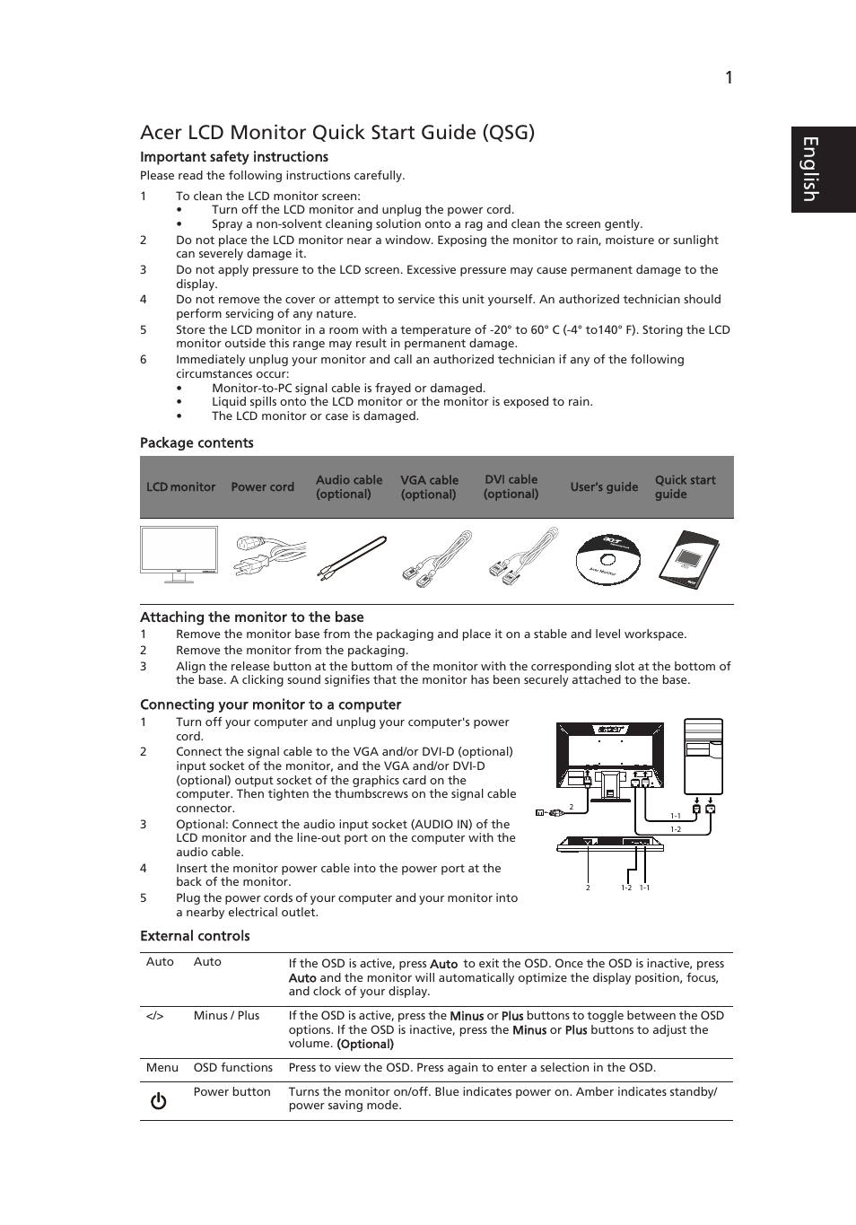 Acer V203HL User Manual | 2 pages