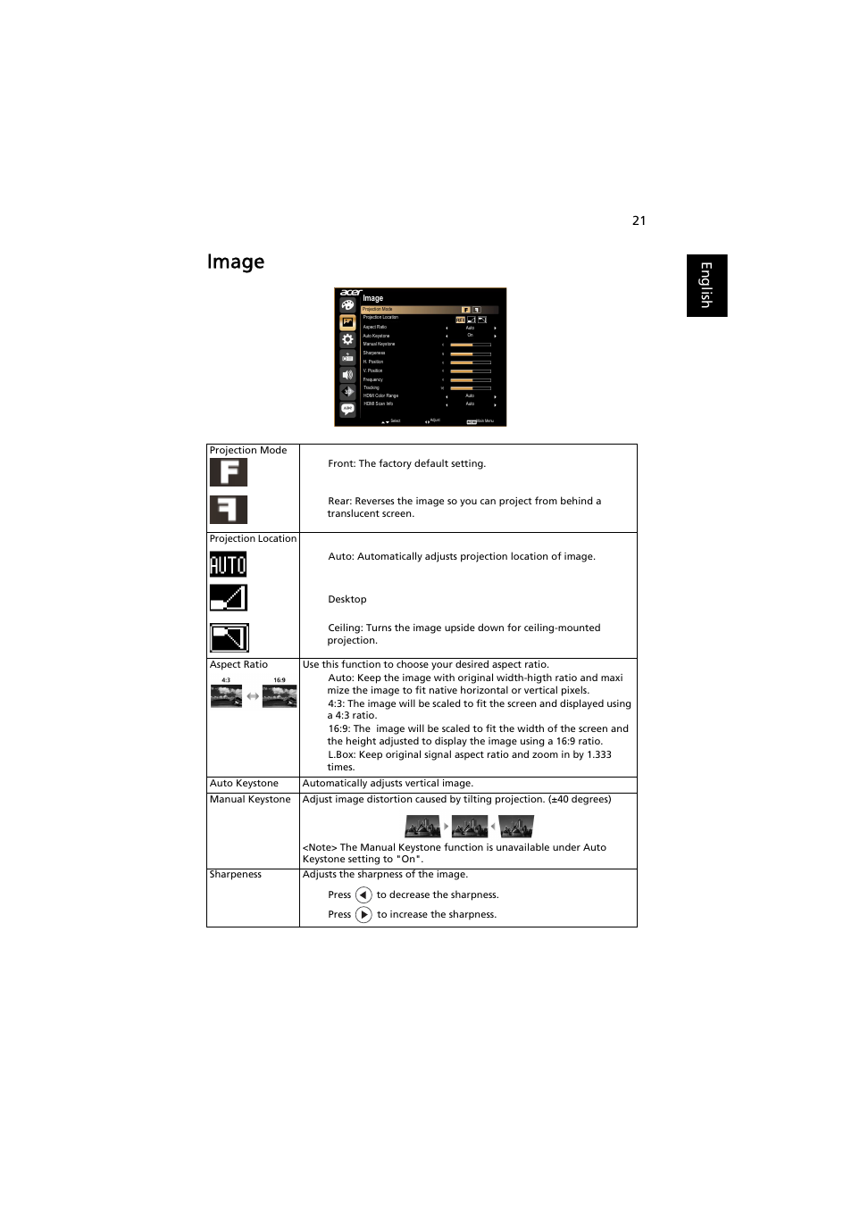 Image, English | Acer H7532BD User Manual | Page 31 / 58