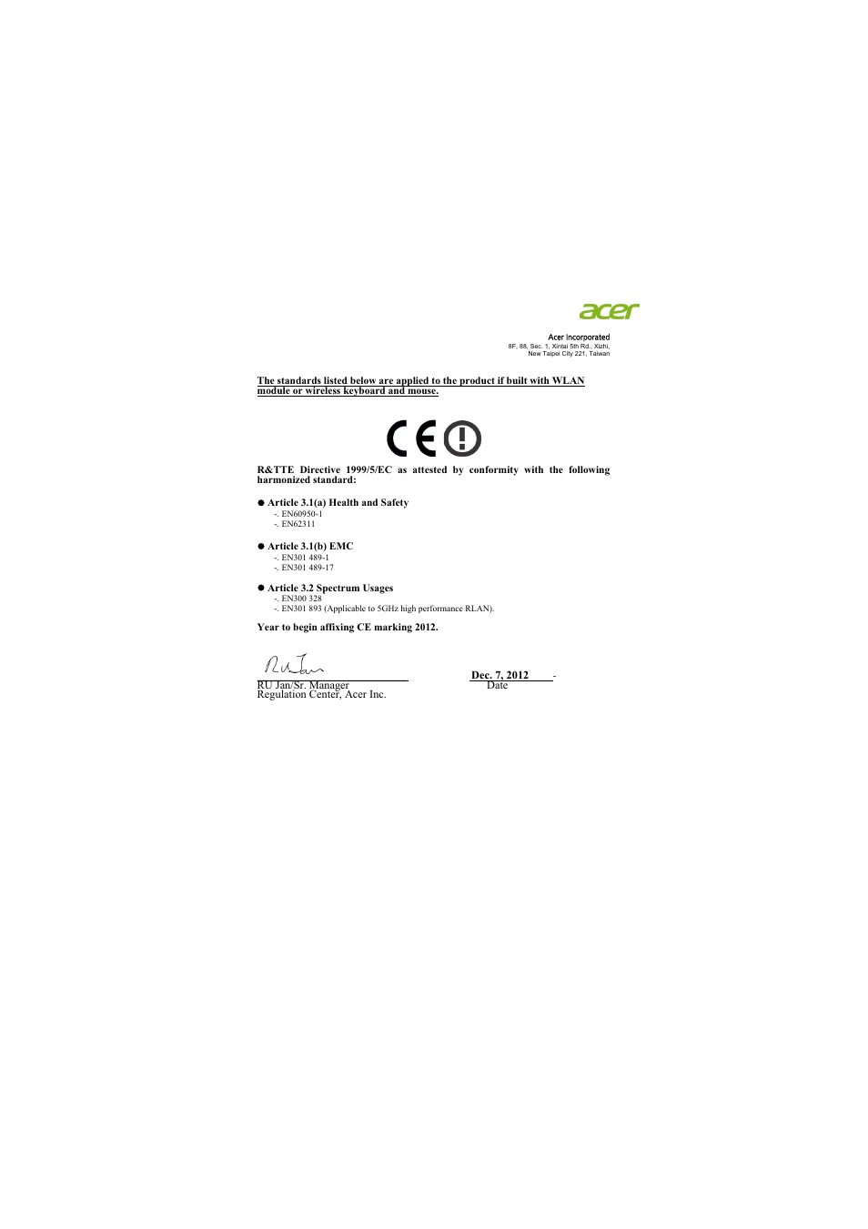 Acer H7532BD User Manual | Page 57 / 58