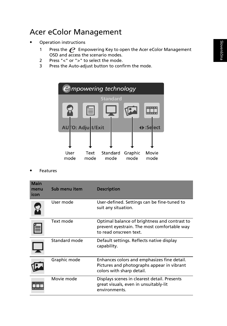 Acer ecolor management | Acer B243H User Manual | Page 26 / 30