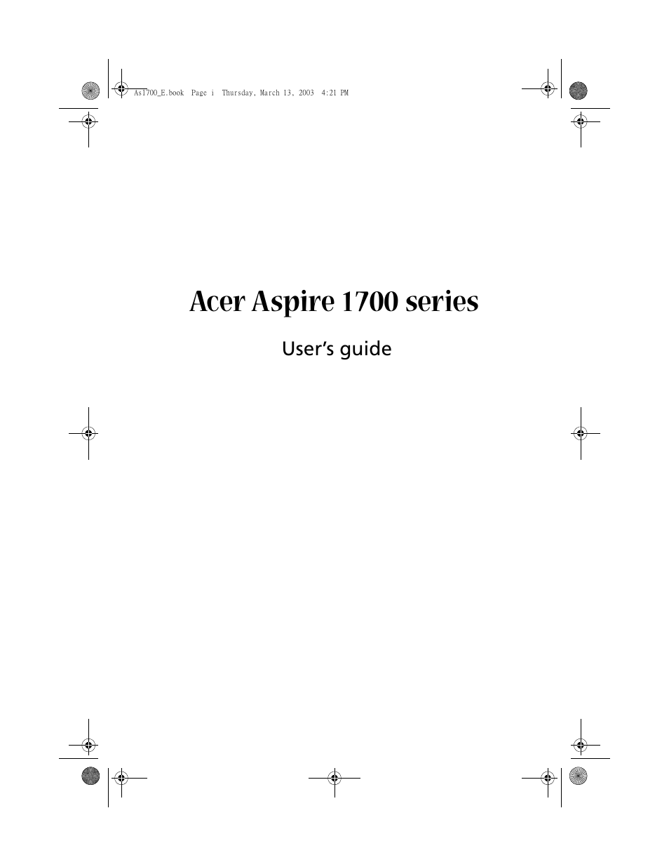 Acer Aspire 1700 User Manual | 102 pages