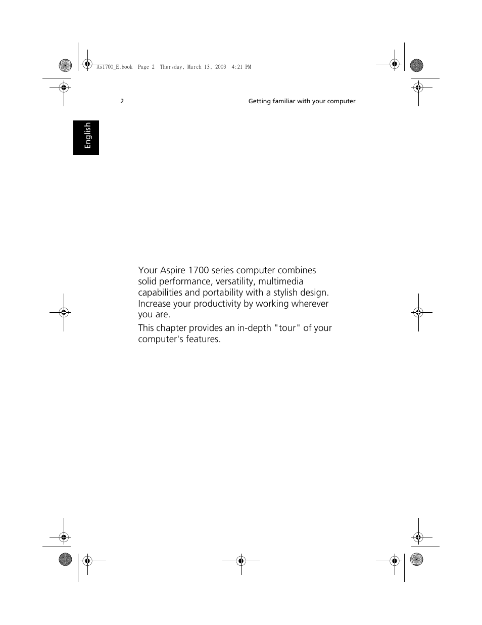 Acer Aspire 1700 User Manual | Page 12 / 102