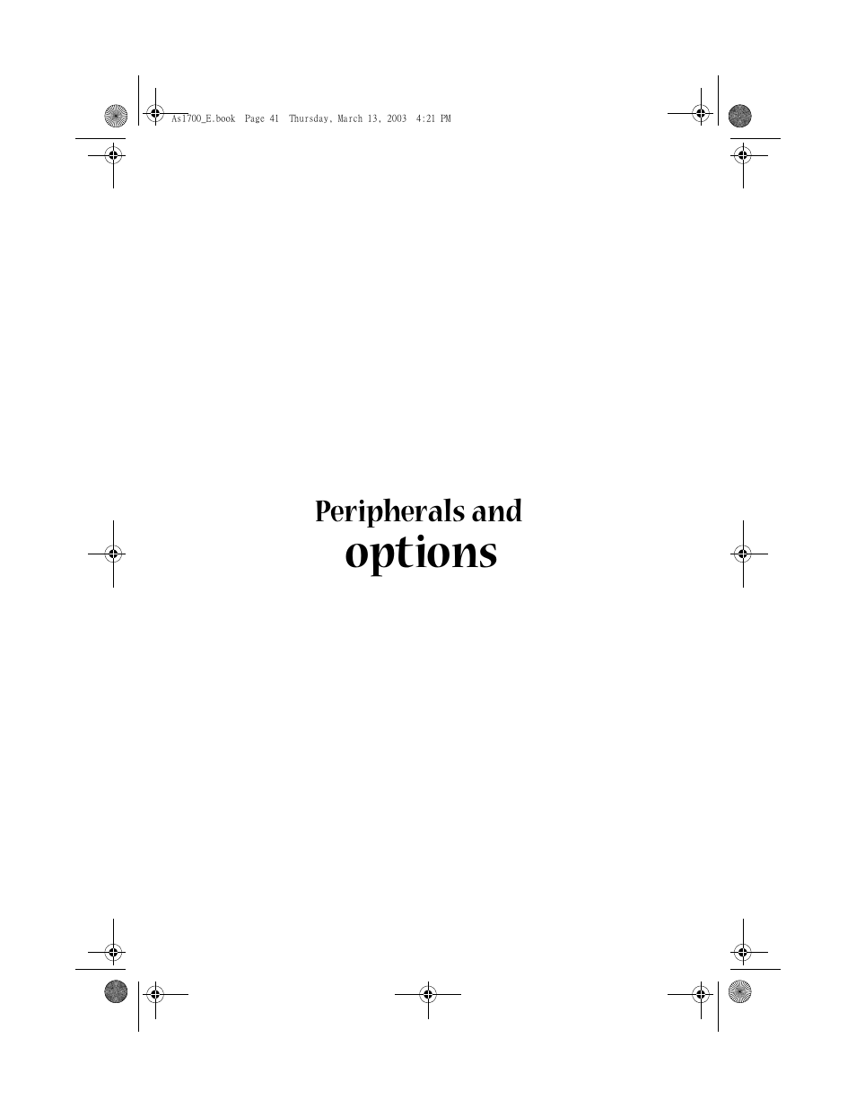Peripherals and options, Options | Acer Aspire 1700 User Manual | Page 51 / 102