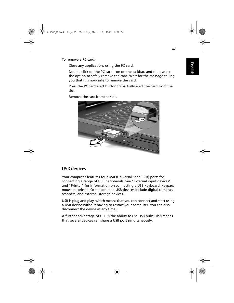 Usb devices | Acer Aspire 1700 User Manual | Page 57 / 102