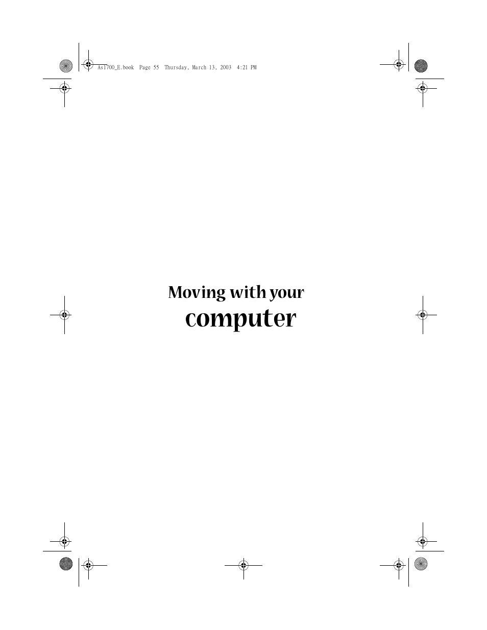 Moving with your computer, Computer | Acer Aspire 1700 User Manual | Page 65 / 102