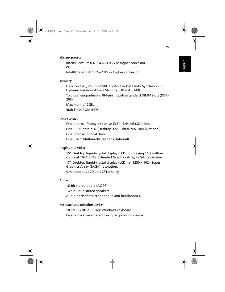 Acer Aspire 1700 User Manual | Page 85 / 102