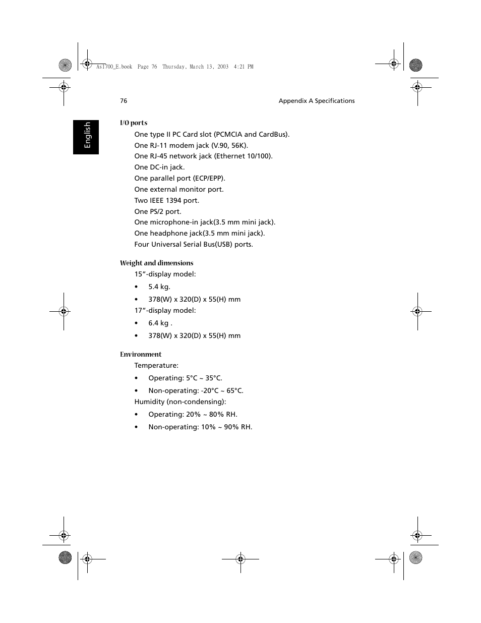 Acer Aspire 1700 User Manual | Page 86 / 102