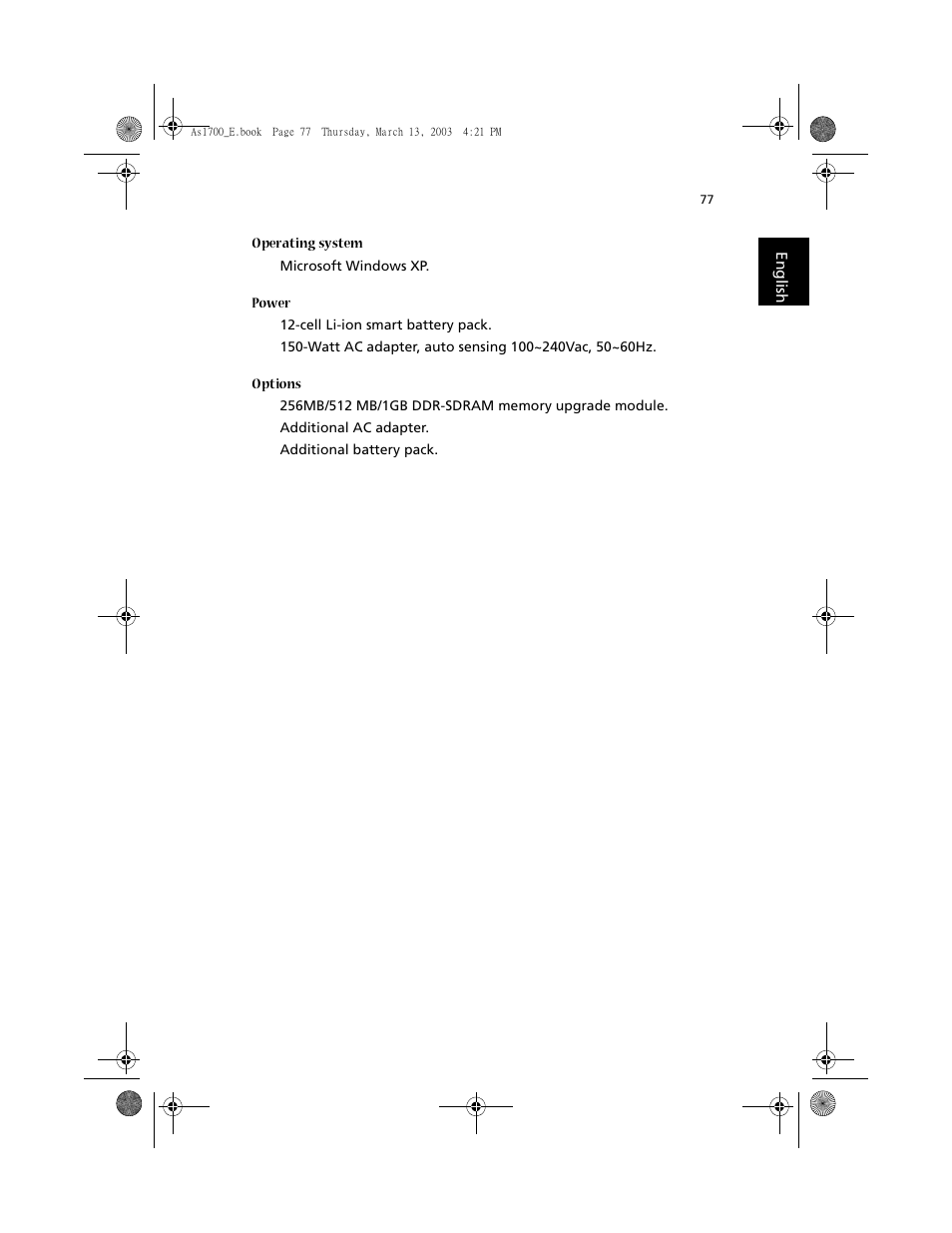 Acer Aspire 1700 User Manual | Page 87 / 102