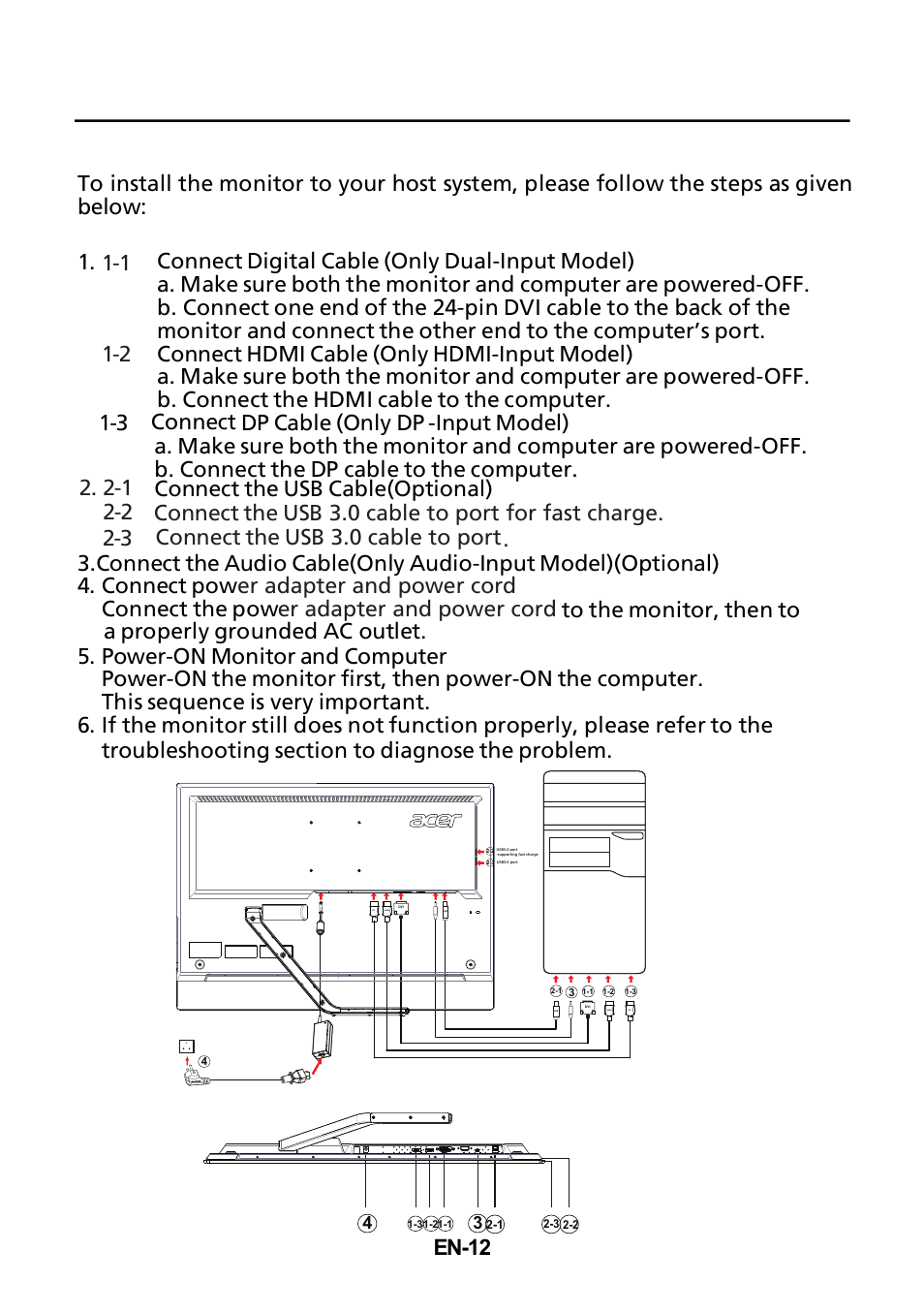 Installation, En-12 | Acer T272HUL User Manual | Page 13 / 24