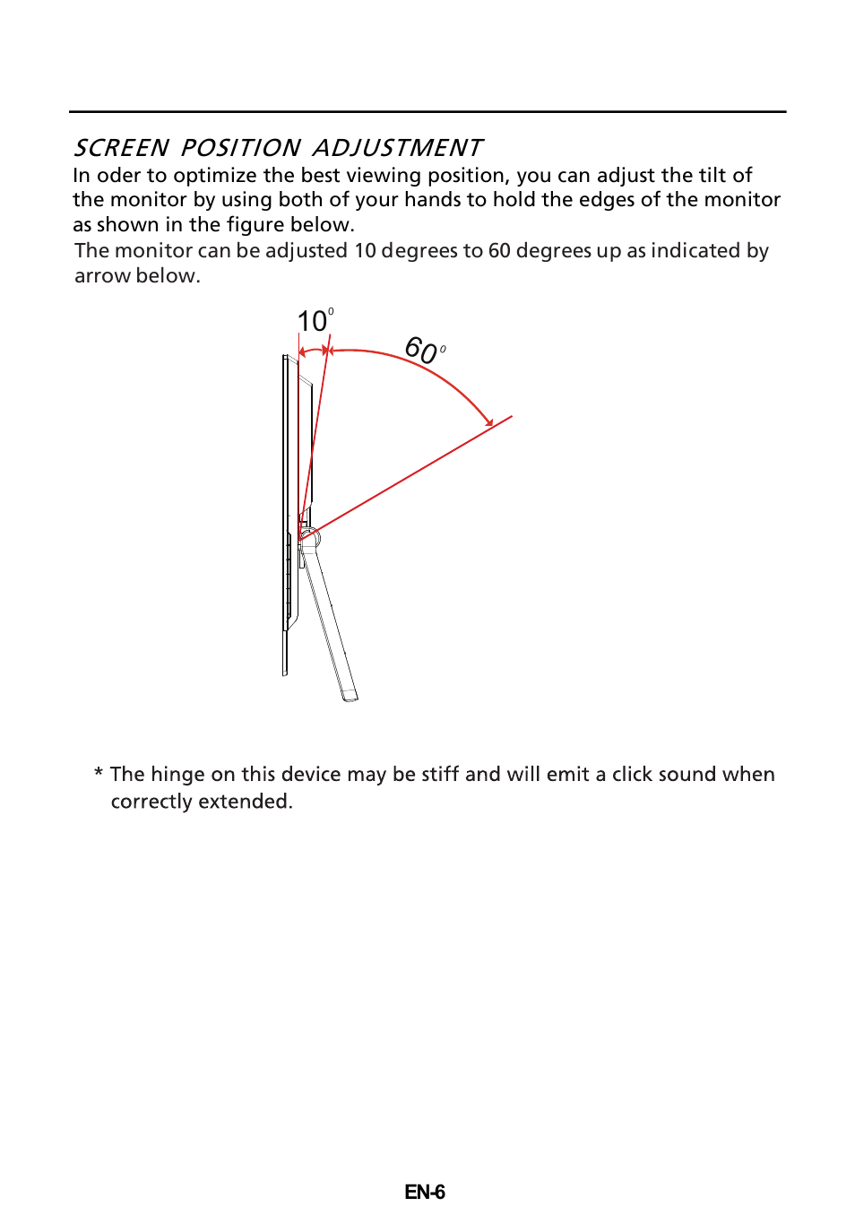 Screen position adjustment | Acer T272HUL User Manual | Page 7 / 24