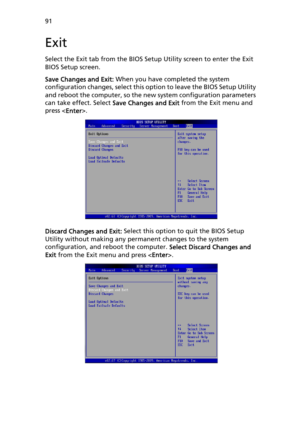 Exit | Acer AR180 F1 User Manual | Page 109 / 178