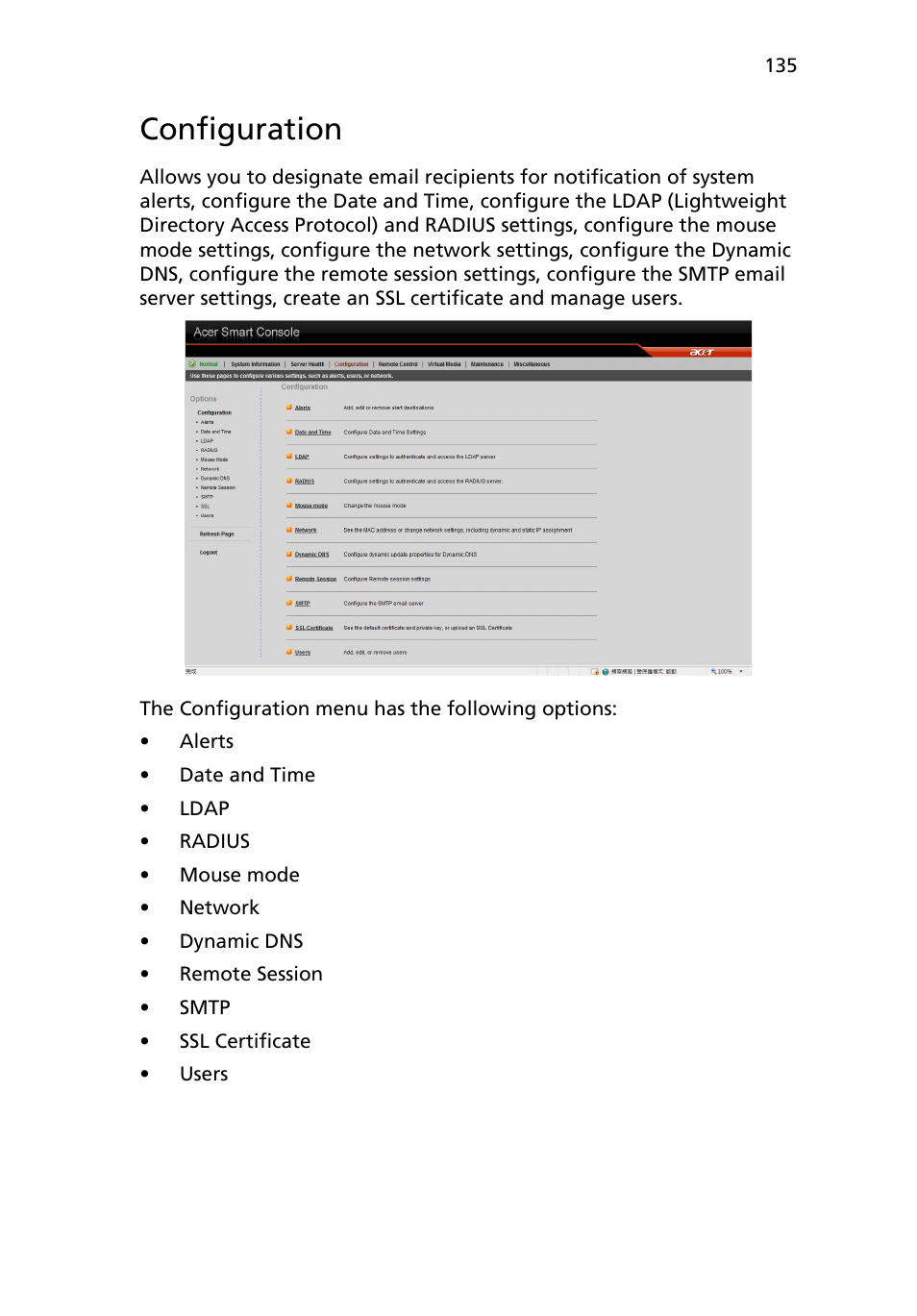 Configuration | Acer AR180 F1 User Manual | Page 153 / 178