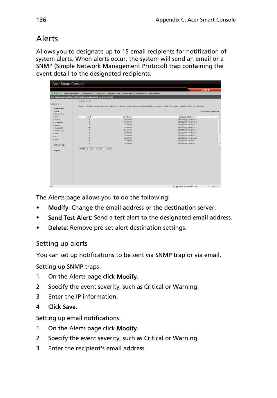 Alerts | Acer AR180 F1 User Manual | Page 154 / 178