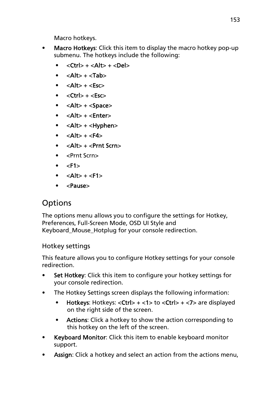 Options | Acer AR180 F1 User Manual | Page 171 / 178