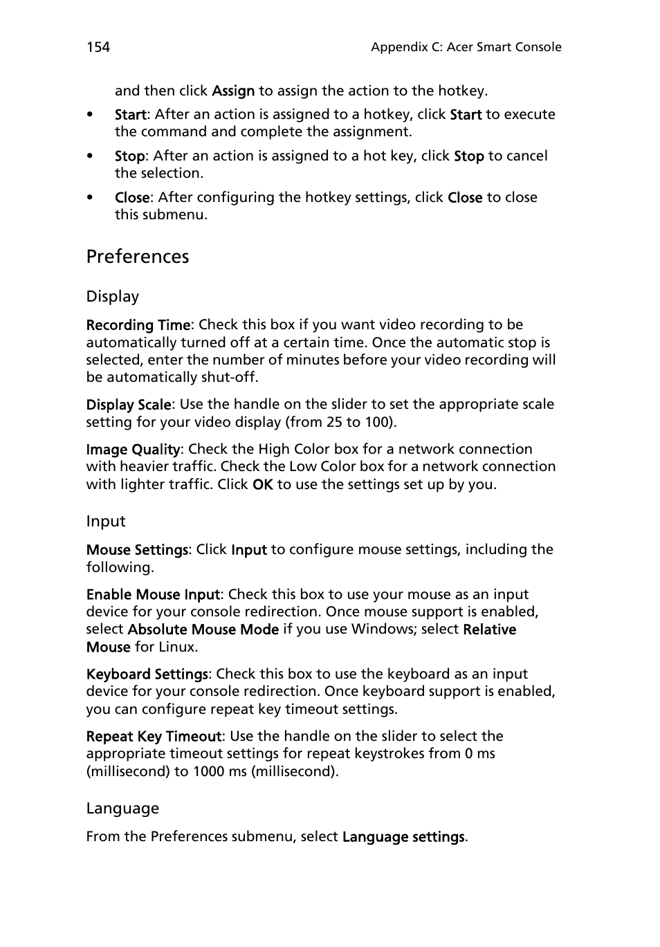 Preferences | Acer AR180 F1 User Manual | Page 172 / 178