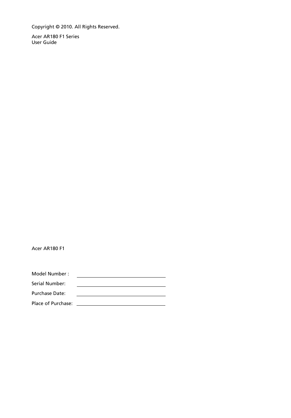 Acer AR180 F1 User Manual | Page 2 / 178