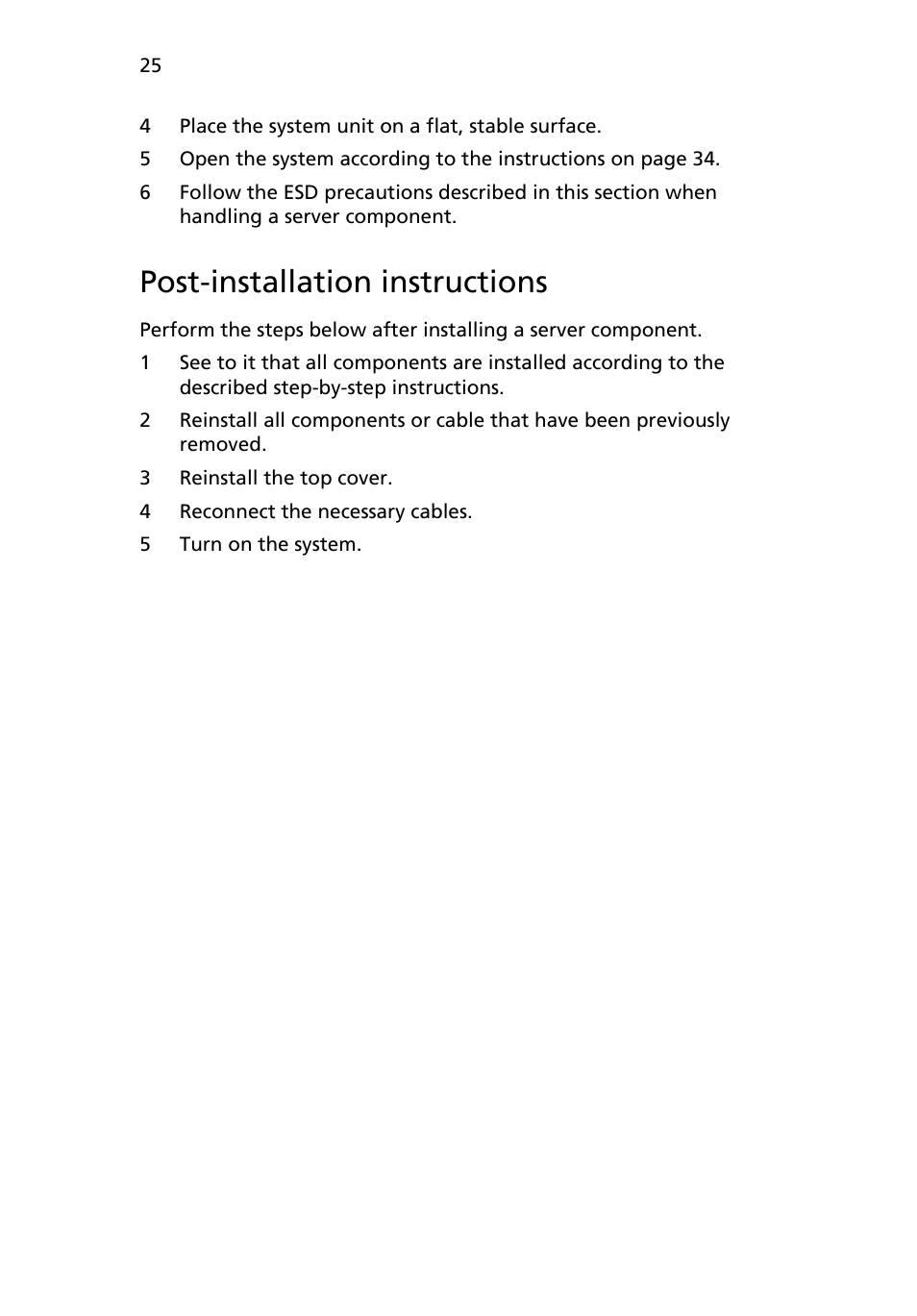 Post-installation instructions | Acer AR180 F1 User Manual | Page 43 / 178