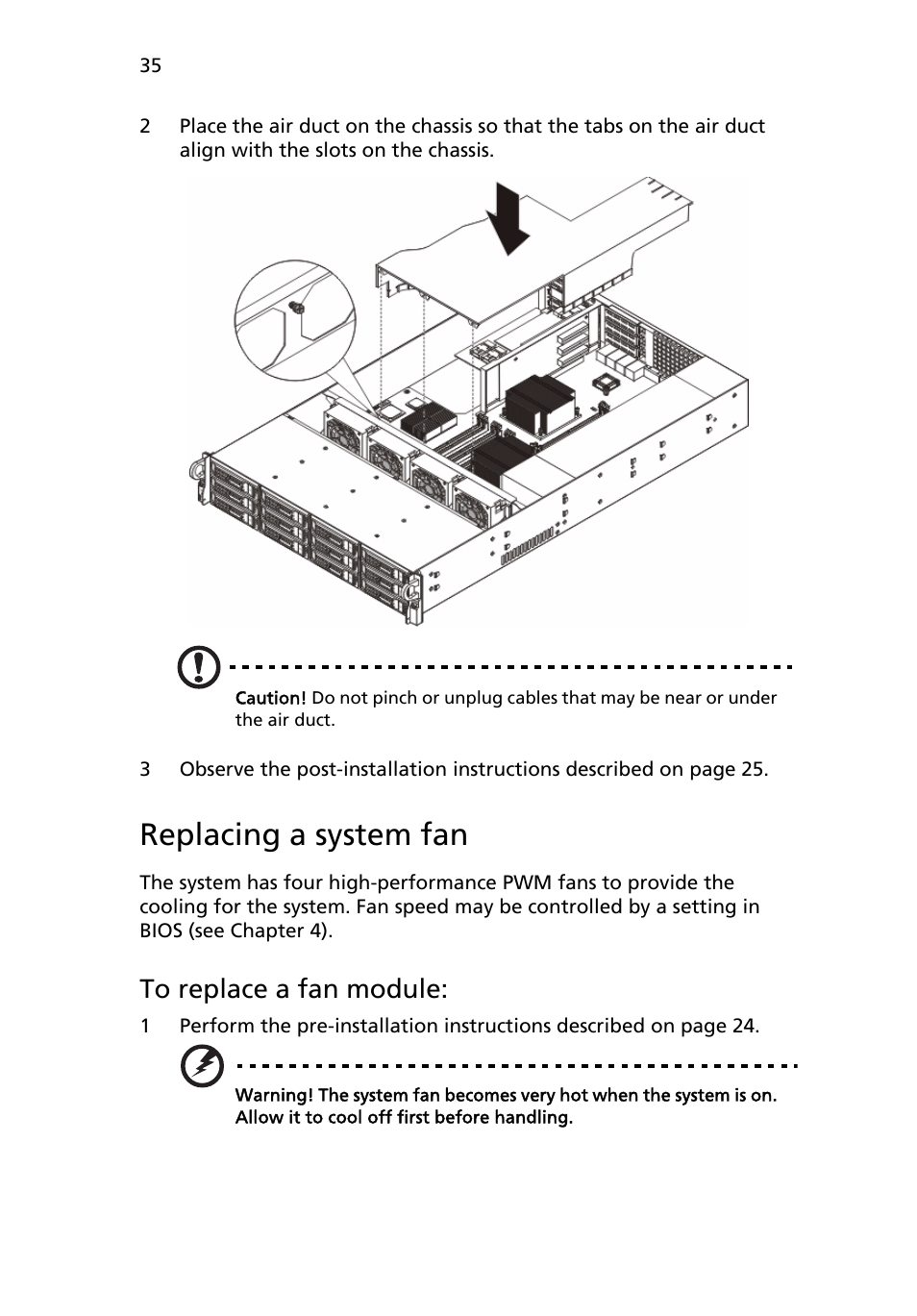 Replacing a system fan | Acer AR180 F1 User Manual | Page 53 / 178