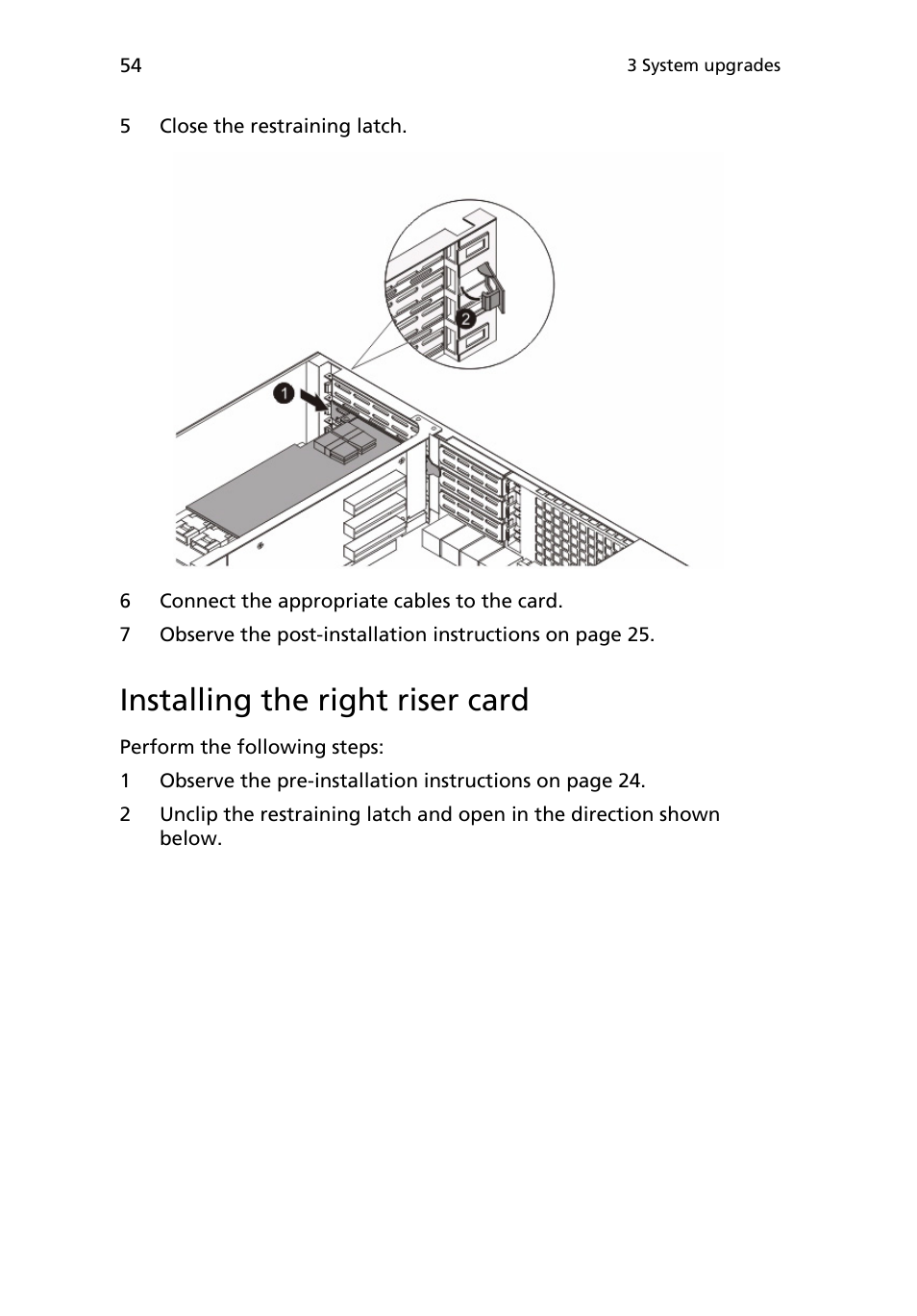 Installing the right riser card | Acer AR180 F1 User Manual | Page 72 / 178