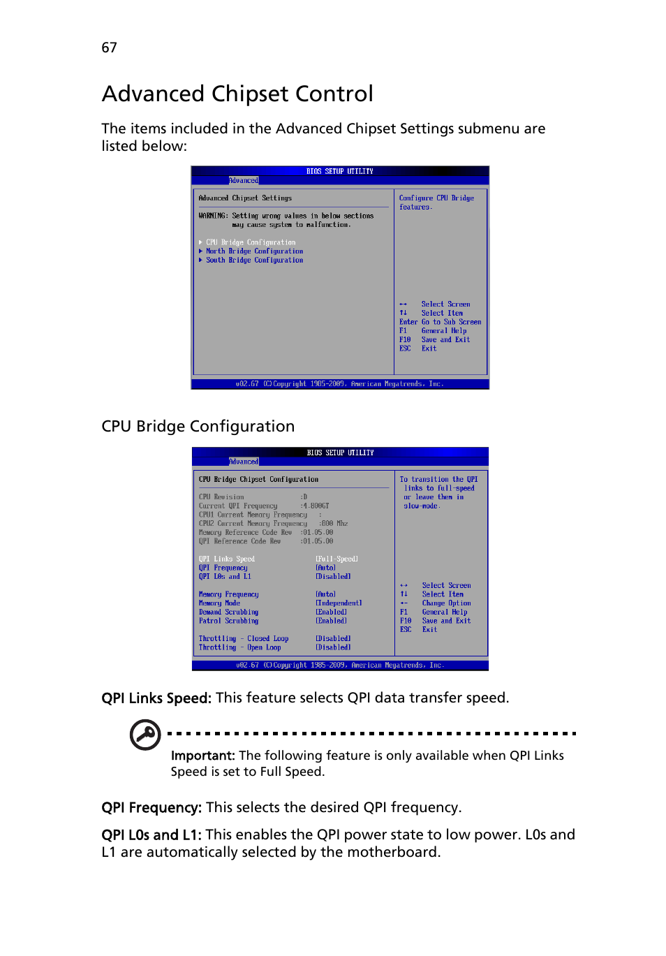 Advanced chipset control | Acer AR180 F1 User Manual | Page 85 / 178