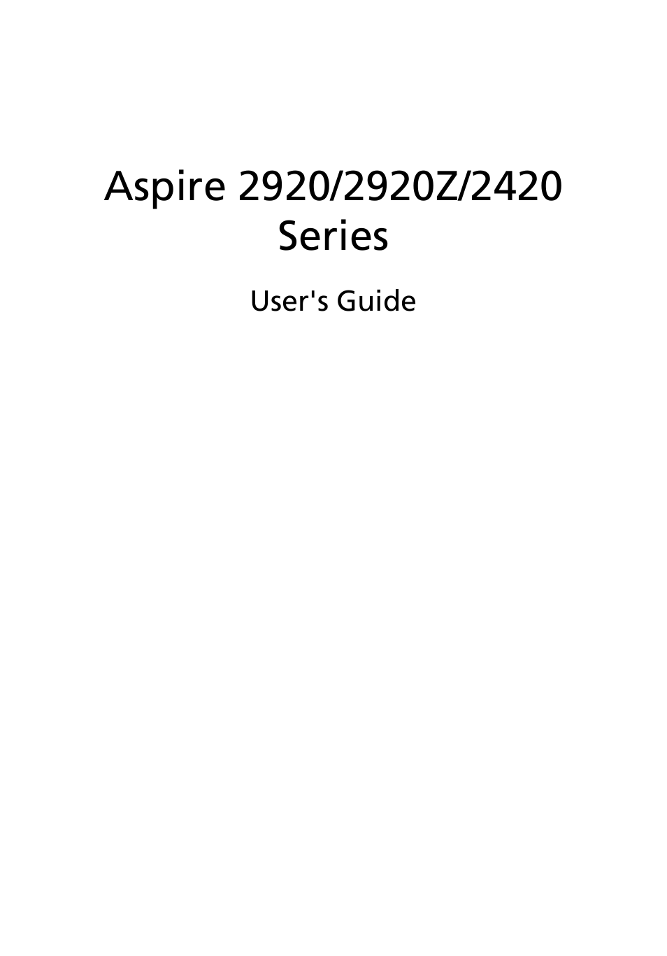 Acer Aspire 2920Z User Manual | 111 pages