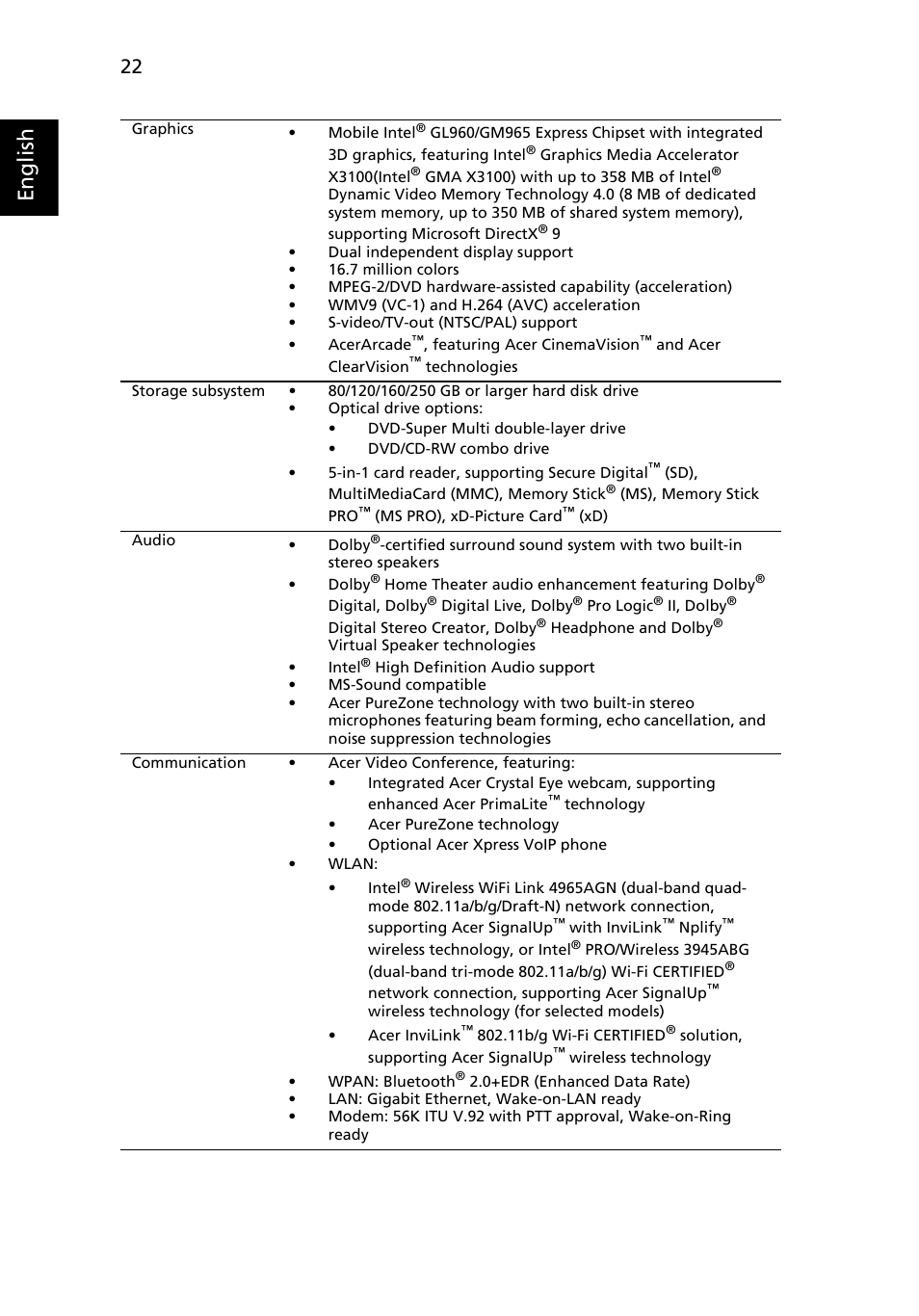 Eng lis h | Acer Aspire 2920Z User Manual | Page 44 / 111