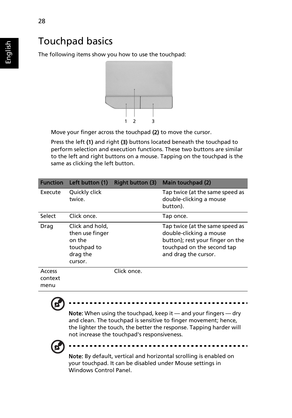 Touchpad basics | Acer Aspire 2920Z User Manual | Page 50 / 111