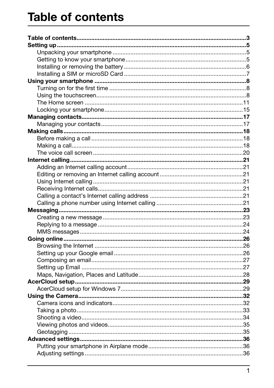 Acer S500 User Manual | Page 3 / 59