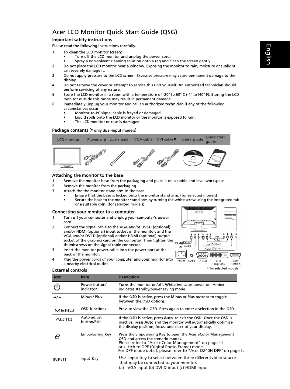 Acer D240H User Manual | 2 pages