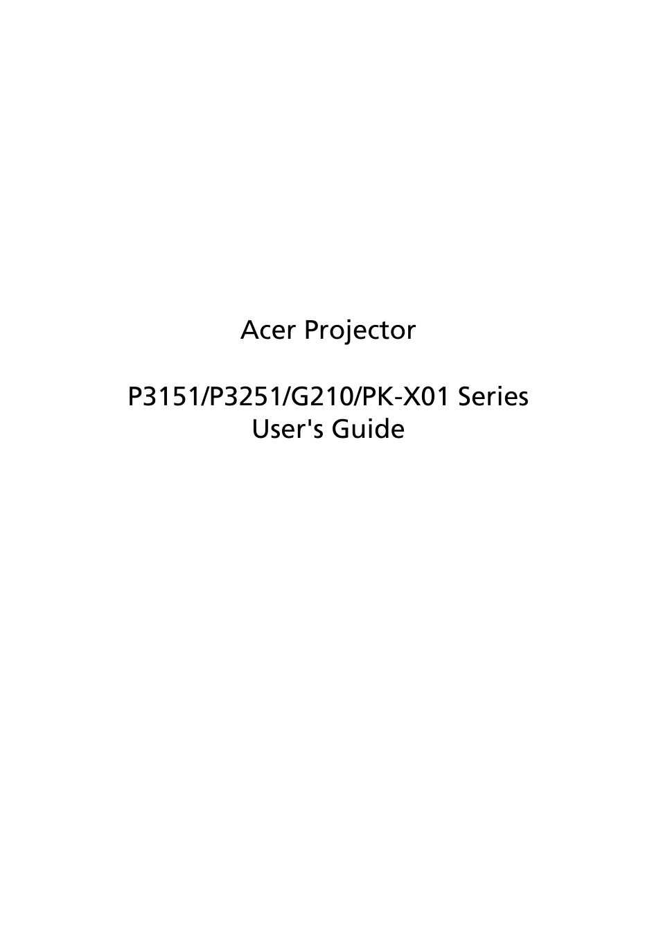 Acer P3251 User Manual | 54 pages