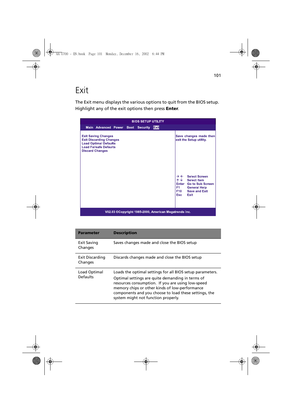 Exit | Acer Altos G700 User Manual | Page 111 / 122