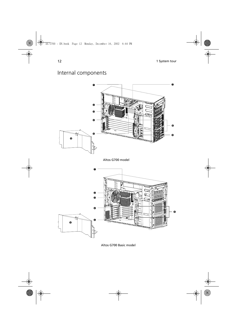 Internal components | Acer Altos G700 User Manual | Page 22 / 122