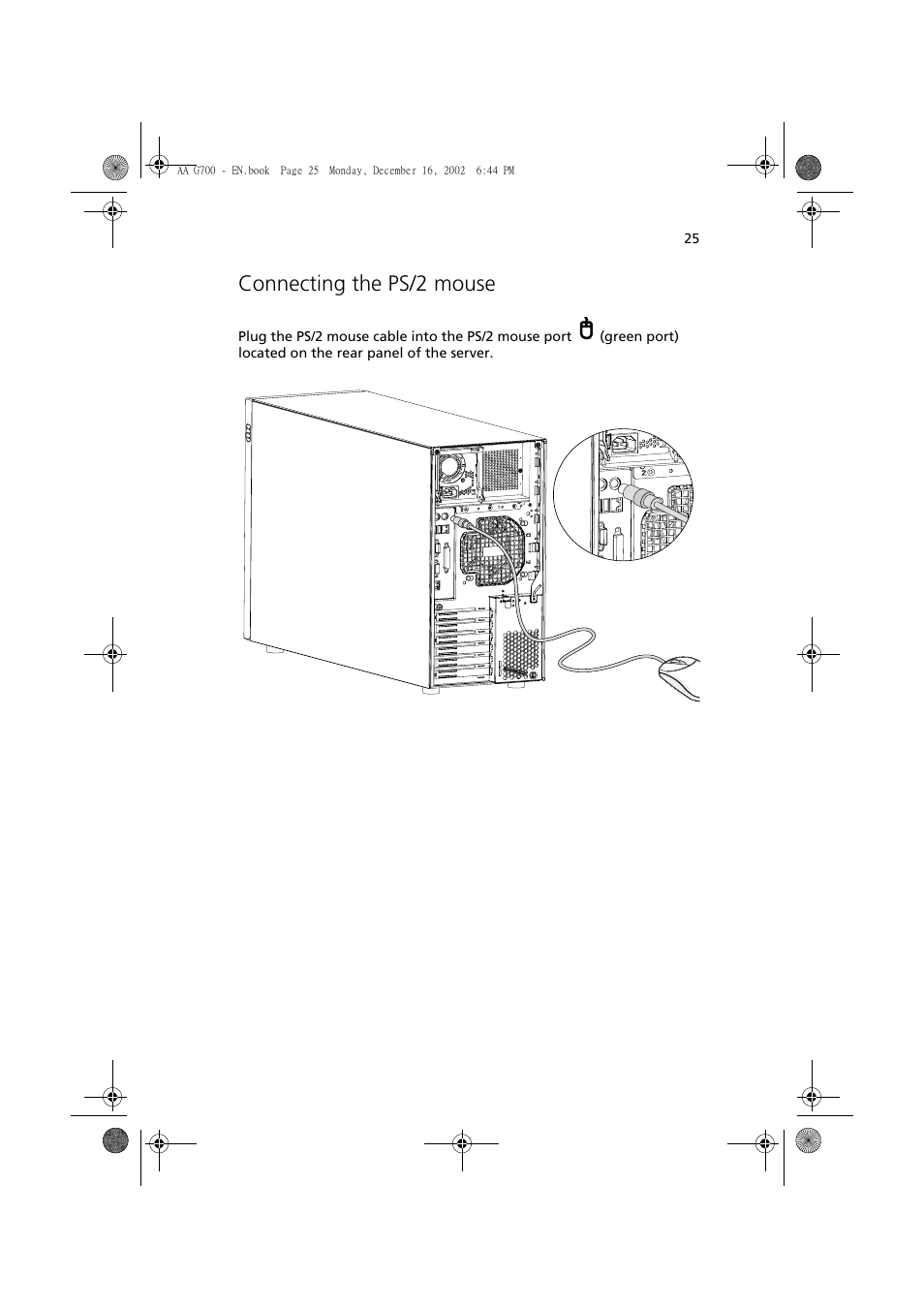 Connecting the ps/2 mouse | Acer Altos G700 User Manual | Page 35 / 122
